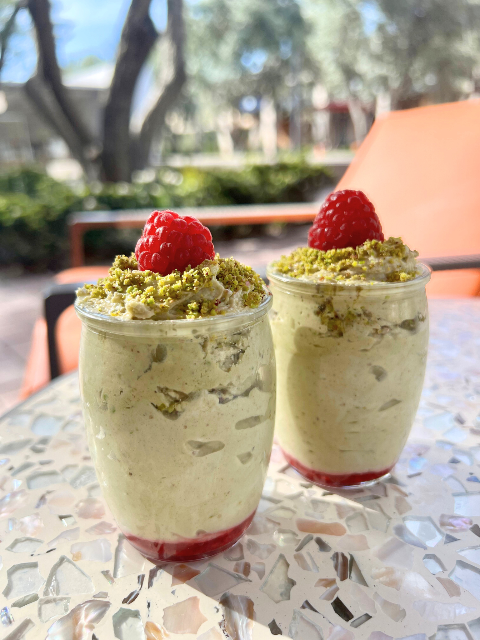 Pistachio White Chocolate Raspberry Mousse