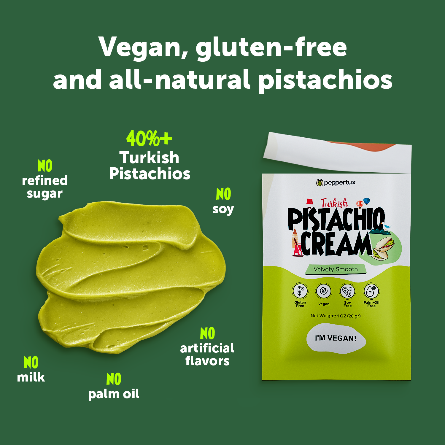 Vegan Pistachio Cream - Single Serve Pouches (10oz)