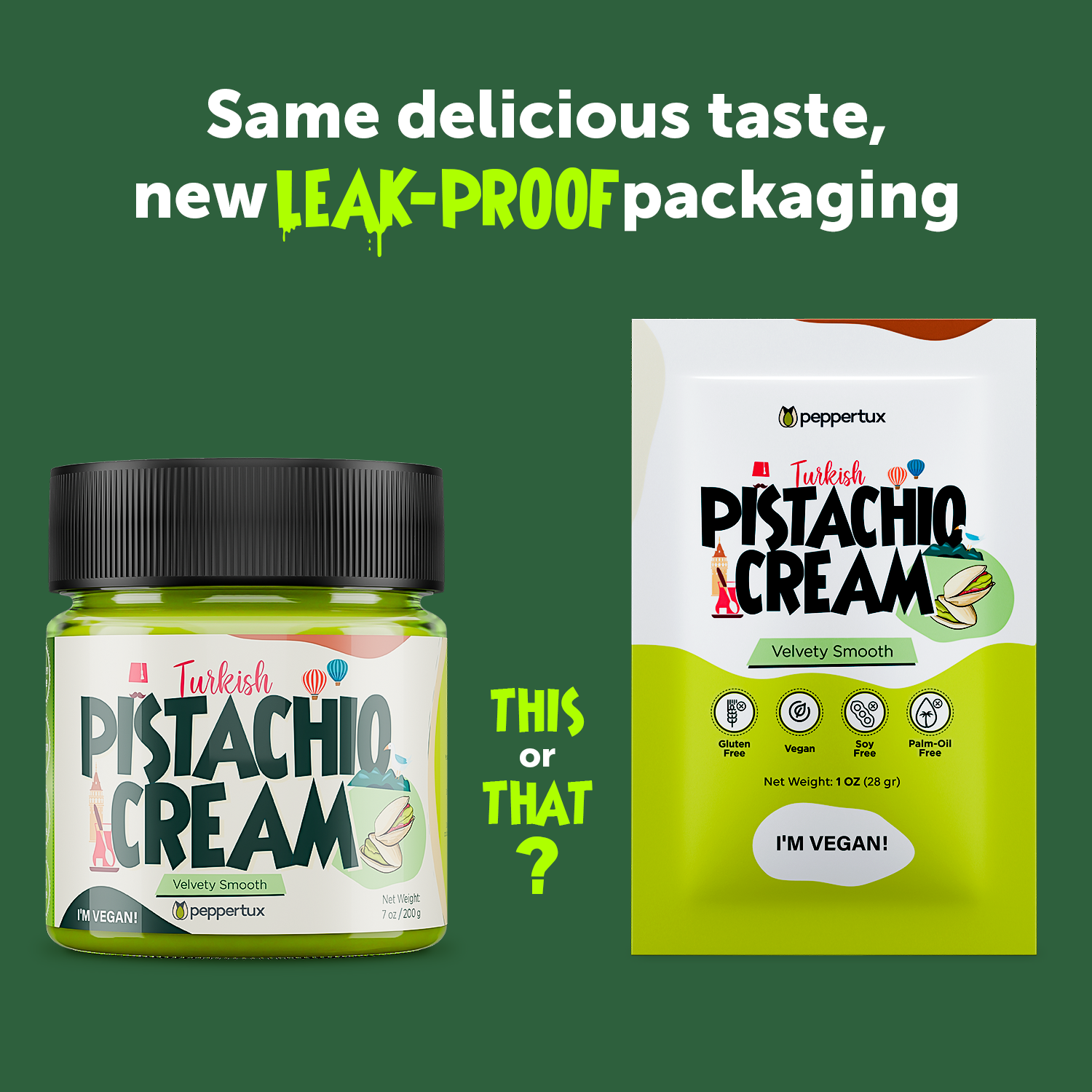 Vegan Pistachio Cream - Single Serve Pouches (10oz)