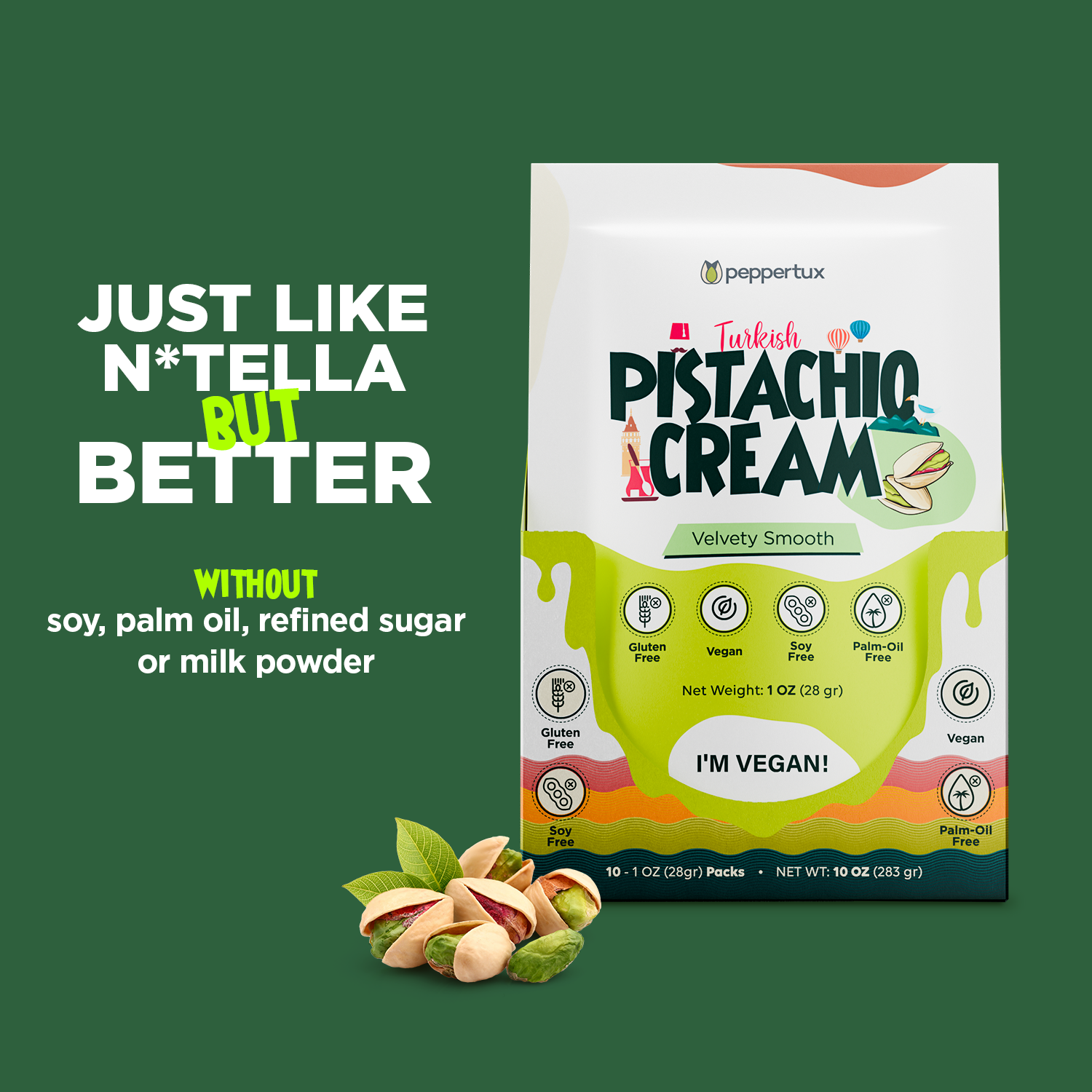 Vegan Pistachio Cream - Single Serve Pouches (10oz)